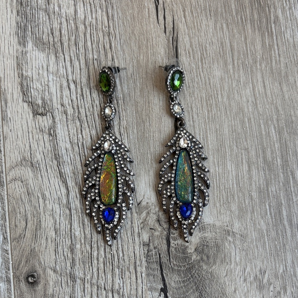 3/$15! Elegant Silver Crystal Blue Drop Earrings